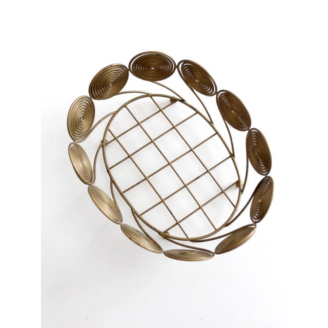 Mid-Century Brass Plated Wire Spiral Fruit Basket For Sale - Image 10 of 12
