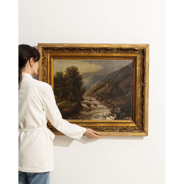 19th Century France Green Canvas Painting For Sale - Image 12 of 15