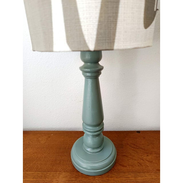 Cream Vintage Wooden Lamps with Modern Lampshades, 1980s, Set of 2 For Sale - Image 8 of 11