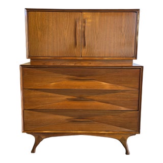 1960s Merton Gershun Walnut Tall Dresser Chest, Attributed For Sale