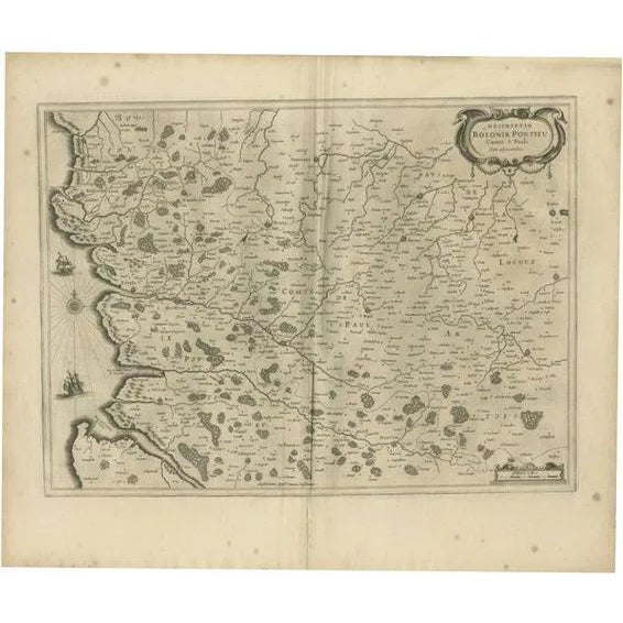 Antique Map of the Coast of Artois by Janssonius, 1657 For Sale