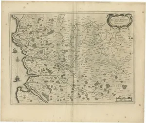 Antique Map of the Coast of Artois by Janssonius, 1657