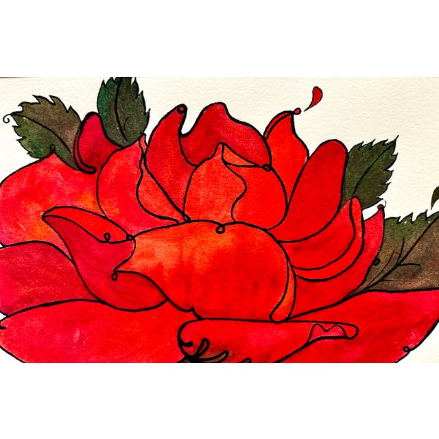Original Red Rose Ink and wash painting. Archival Daniel Smith paints, watercolor paper and India inks. Approximately 12.5...