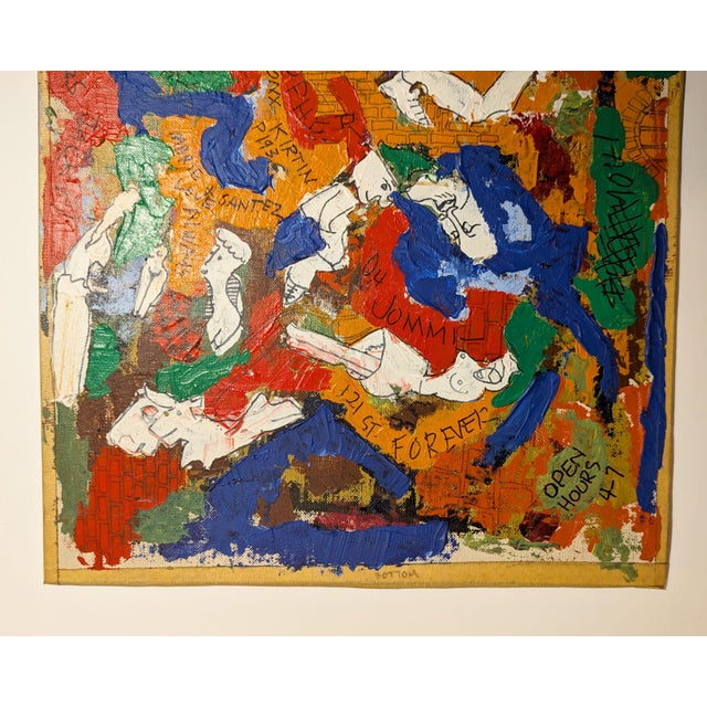 Pop Art Vintage Neo-Expressionist Basquiat Style Urban Street Art Mixed Media Board For Sale - Image 3 of 4