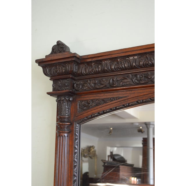 Antique English Oak Mirror with Carved Details, 1880 For Sale - Image 10 of 18