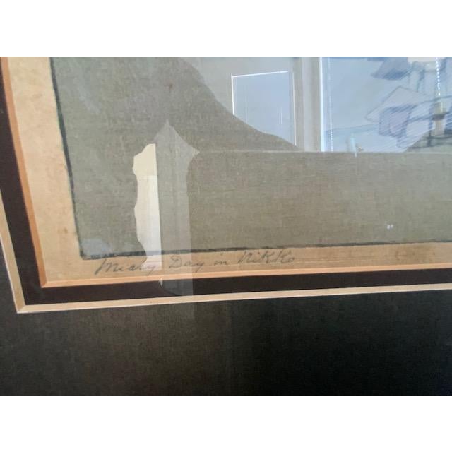 Hiroshi Yoshida 1930s Hiroshi Yoshida Signed Japanese Woodblock Print Misty Day in Nikko, With Seal For Sale - Image 4 of 10