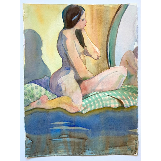 Abstract Original Female Nude Watercolor Painting by Jon Hall 1997 For Sale - Image 3 of 5
