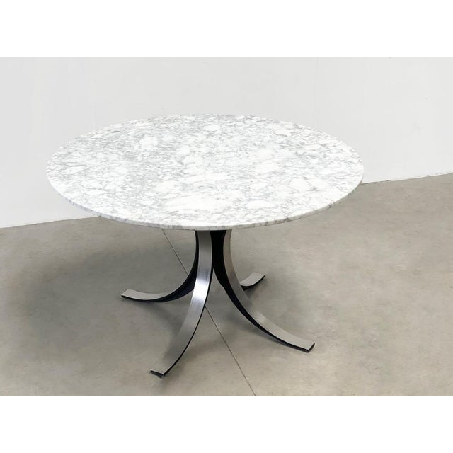 Metal Vintage Round Model T69 Dining Table in Marble attributed to Osvaldo Borsani for Tecno, 1970s For Sale - Image 7 of 10