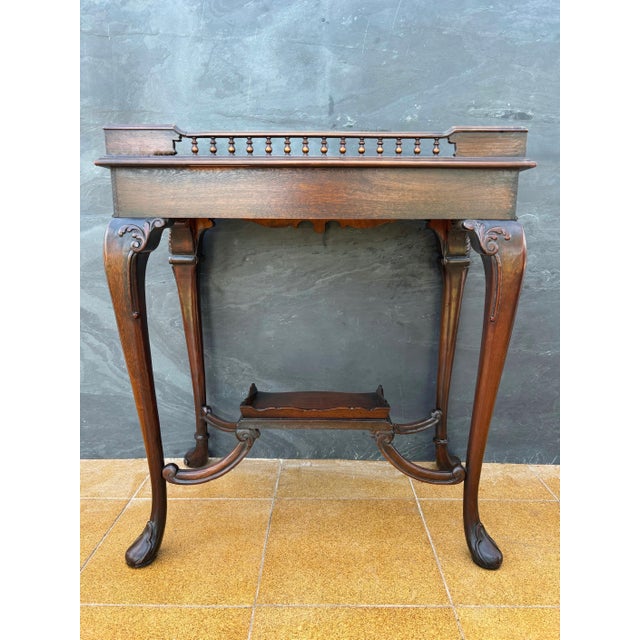 Louis XV Style Carved Wood Side Table with Gallery Top and Cabriole Legs, 1930s For Sale - Image 4 of 12