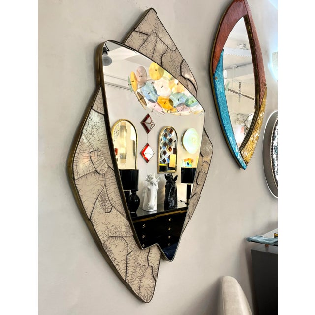 Unique Italian Design Mirror Sculpture, organic modern Work of Art in ceramic, entirely handcrafted in Italy, worked with...