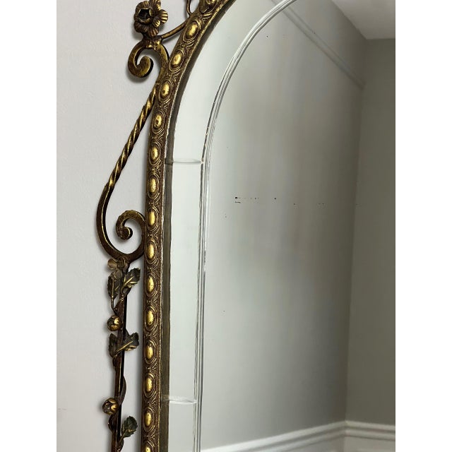 1920s Oscar Bach Gilded Iron Console and Beveled Mirror Set With Black Marble Top, Attributed For Sale - Image 14 of 18