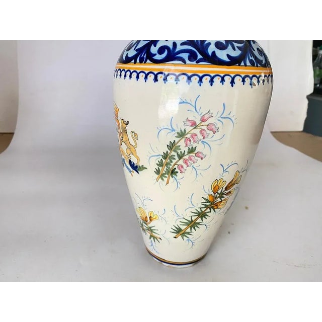 19th Century French Hand-Painted Faience Vase by Henriot Quimper For Sale - Image 3 of 9