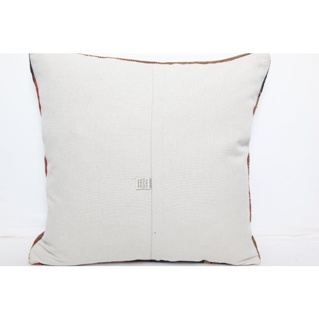 Ink Blue Handwoven Antique Caucasian Kazak Rug Pillow Cover -20'' X 20'' For Sale - Image 8 of 10