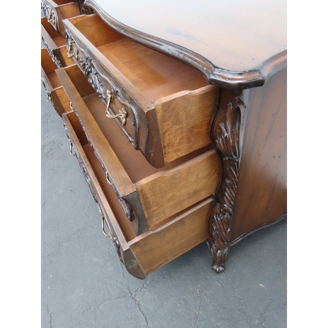 Mid 20th Century French Heavy Carved Large Nightstands Commodes Small Dressers Chests a Pair 6459 For Sale - Image 5 of 18
