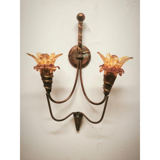 Two-Light Wall Lamp with Murano Glass, 1980s For Sale - Image 11 of 11