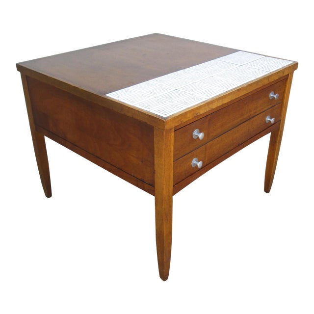 1960s Lane Virginia Maid End Table Side Table Tile Top For Sale