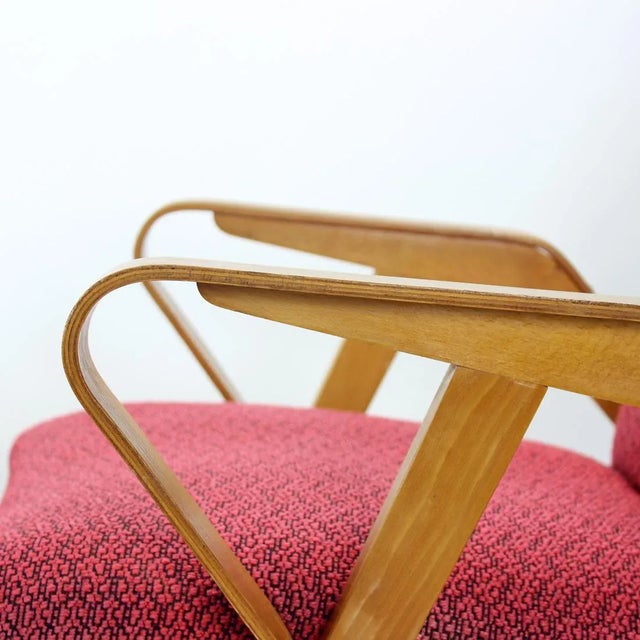 Mid-Century Armchair in Pink Fabric & Oak from Tatra, Czechoslovakia, 1960s For Sale - Image 14 of 17