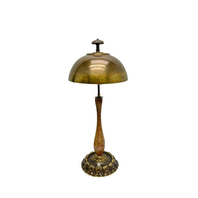1920s Vintage French Art Nouveau Brass and Wood Desk Lamp, 1920s For Sale - Image 5 of 15