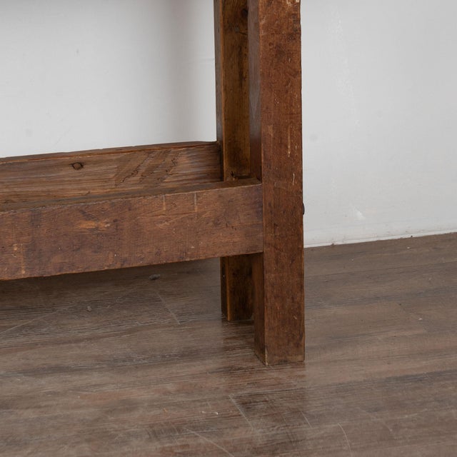 Antique French Rustic Carpenter's Workbench Console Table For Sale - Image 15 of 18