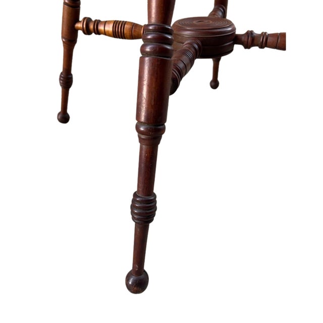 Antique Spool-Turned Oak Side Table For Sale - Image 4 of 11