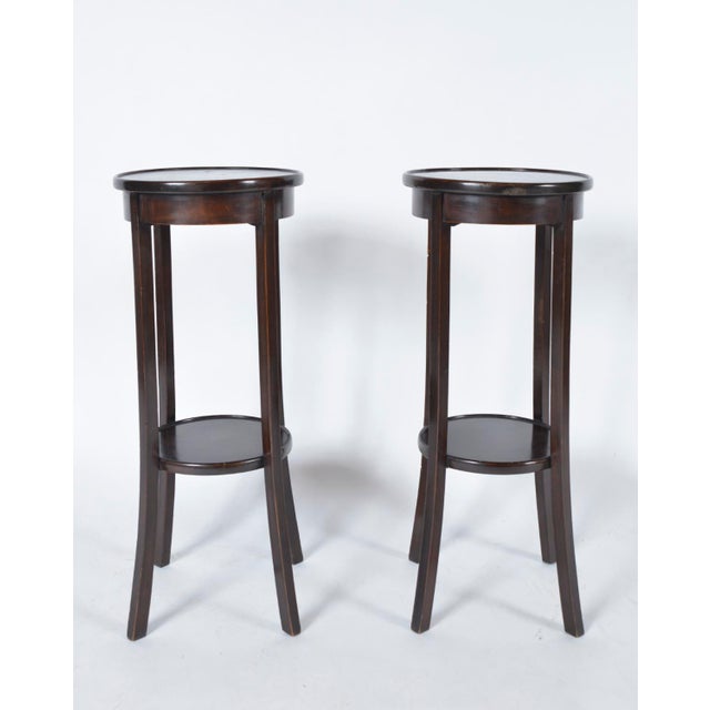 Antique English Mahogany Birch Wood Plant Stands, 1900s, Set of 2 For Sale - Image 3 of 14