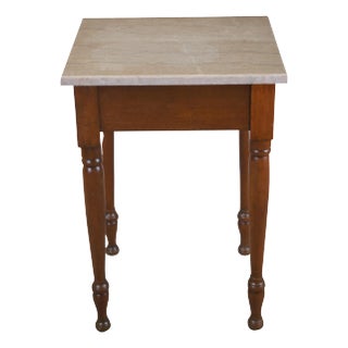 Antique Victorian Walnut Granite Parlor Side End Table Pedestal Sculpture Stand For Sale