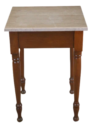 Antique Victorian Walnut Granite Parlor Side End Table Pedestal Sculpture Stand