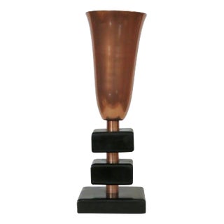 1940s Copper Stacked Base Torchiere Table Lamp For Sale