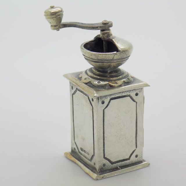Metal Vintage Italian Silver 800 Coffee Grinder Figurine by Raspini, Arezzo, 1970s For Sale - Image 7 of 13