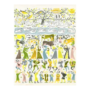 Vintage Print, “On the Eleventh Day of Christmas”, Original Mid-Century Color Lithograph