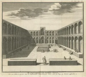 M. van Goch, The Courtyard of the Caravansery in Kashan, 1732, Paper