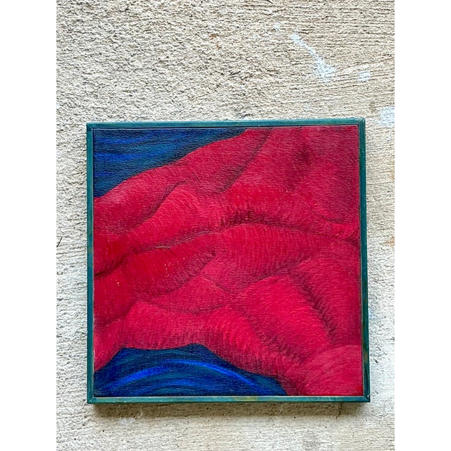 Mid 20th Century Vintage Framed Abstract Canvas Painting For Sale - Image 5 of 12