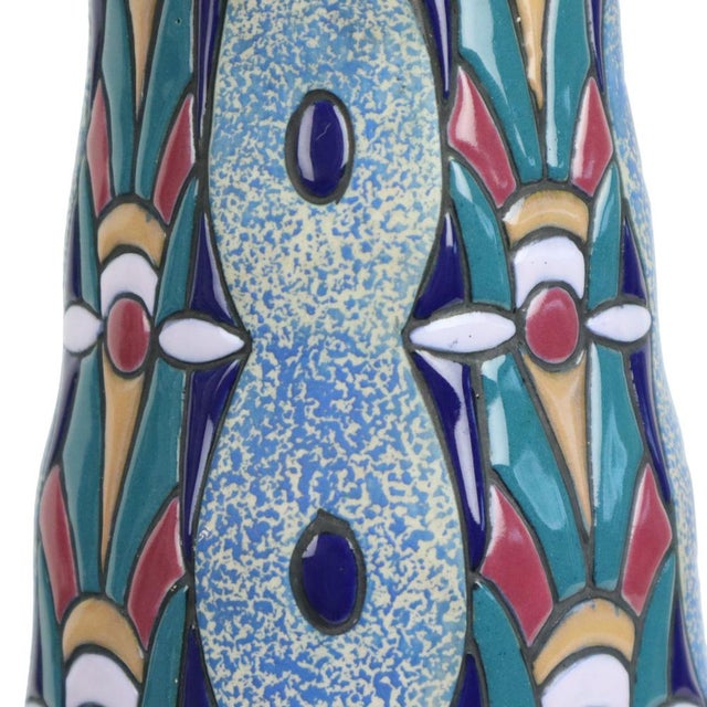 Blue Art Deco Ceramic Amphora Vases with Enamel, 1915, Set of 2 For Sale - Image 8 of 11