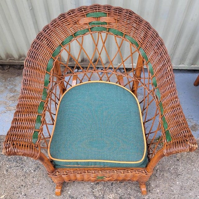 1930s 20th Century Wicker Child's Bar Harbor Settee & Chaise & Rocker Set For Sale - Image 5 of 13