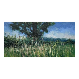 Summer Meadow Landscape Impasto Oil Painting With Tree by British Artist
