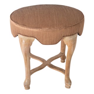 Mid-Century Modern Oval Upholstered Wood Bench, Spain, 1960s Design For Sale