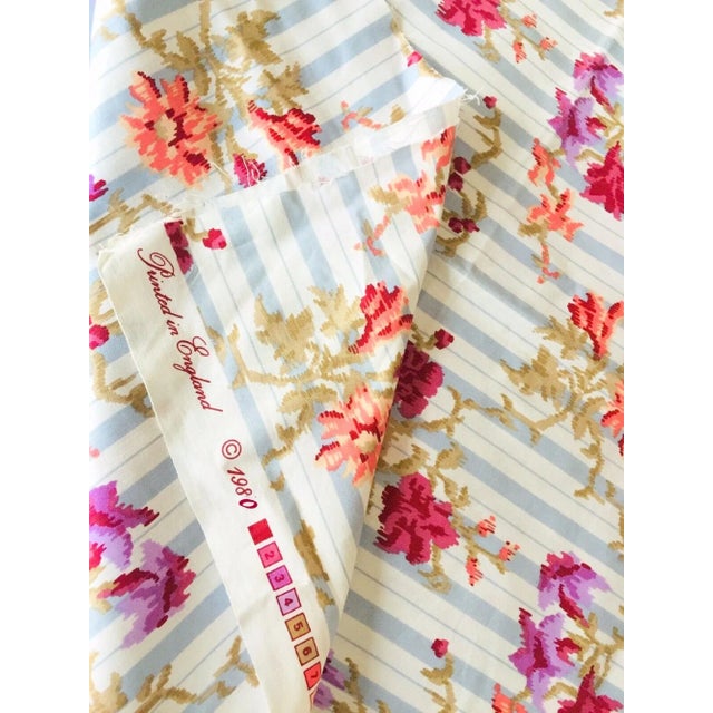 Textile Vintage 1980s Jane Churchill Floral Stripe Pillow Cover With Pom Pom Trim For Sale - Image 7 of 12