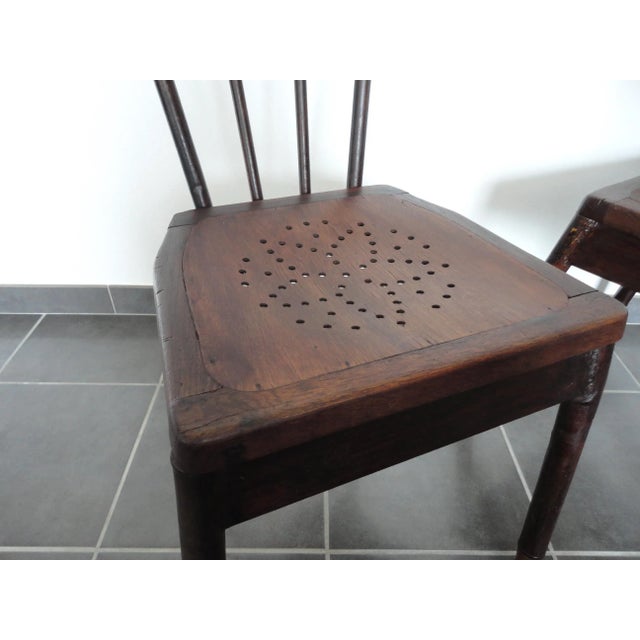 Brown Set of French Metal & Oak Chairs, 1929 For Sale - Image 8 of 10