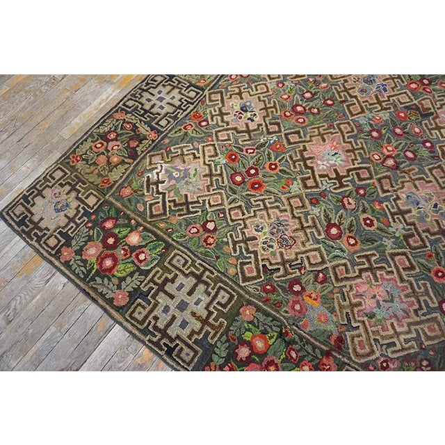 Early 20th Century American Hooked Rug 7' 3" x 9' For Sale - Image 11 of 12