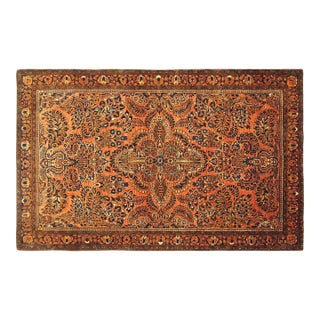 Antique Persian Sarouk Oriental Rug, in Small Size, with Intricate Floral Design For Sale