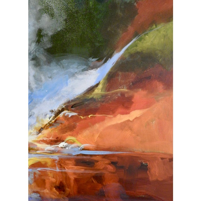 Paint Mid-Century Modern Painting, "Waterfall Surrounded by Quarry" Cascading Water For Sale - Image 7 of 13