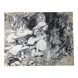 1970s Modern Landscape Drawing by Vernon For Sale