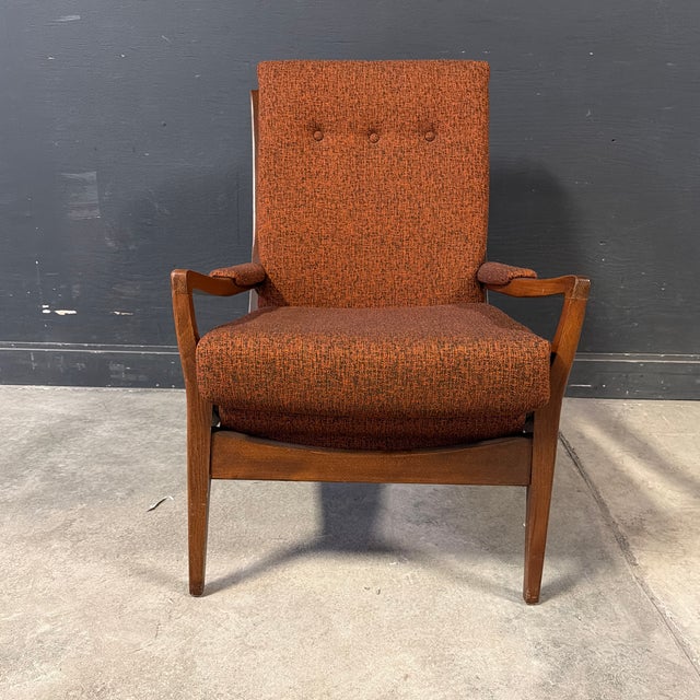Mid-Century Modern Mid 20th Century Rust Colored Danish-Style Lounge Chair For Sale - Image 3 of 12