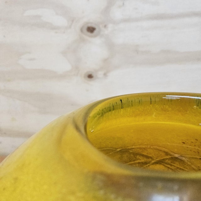 Mouth-Blown Studio Glass Vase in Yellow Tones attributed to Ioan Nemtoi, 2000s For Sale - Image 14 of 18