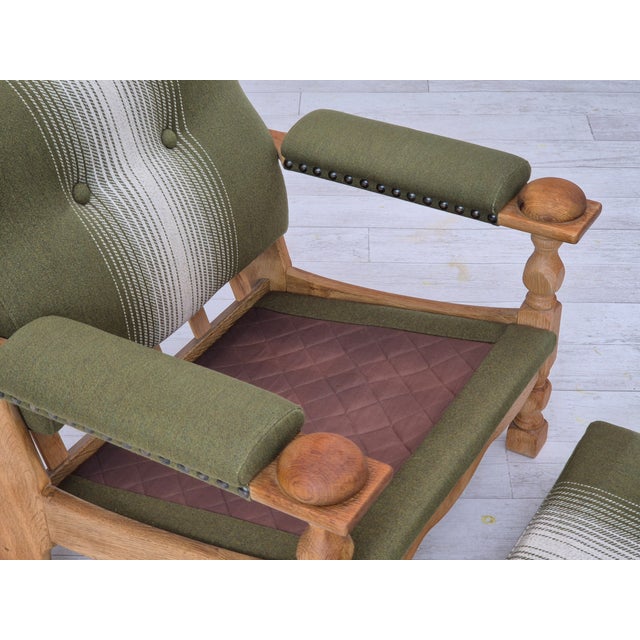 Danish Armchair in Wool & Oak, 1970s For Sale - Image 15 of 18