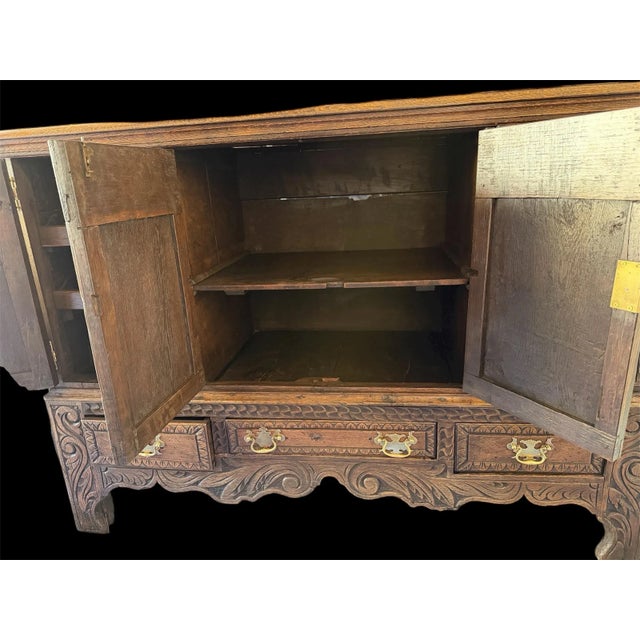 Brown Carved 17th Century European Buffet / Sideboard 1 Original Keys For Sale - Image 8 of 8