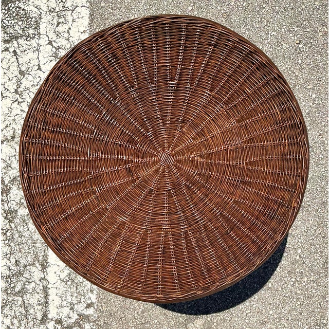 Vintage Woven Rattan Drinks Table For Sale In West Palm - Image 6 of 12