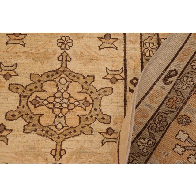 Tan Oriental Ziegler Beige Tan Hand-Knotted Wool Rug - 9'4'' X 12'6'' For Sale - Image 8 of 8