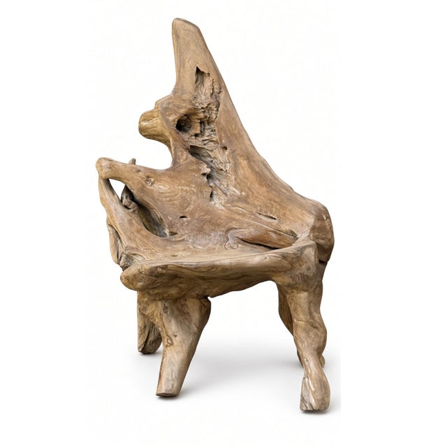 Vintage Organic Solid Teak Root Chair For Sale In Los Angeles - Image 6 of 7