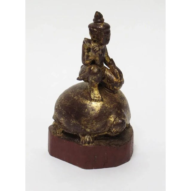 Wood Early 20th Century Burmese Wood Angel with Gold Leaf For Sale - Image 7 of 7